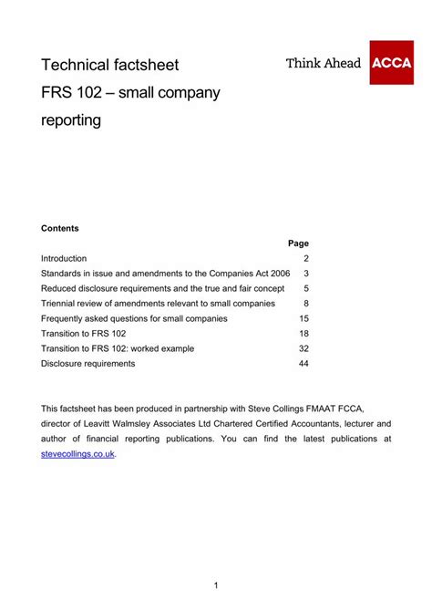 Technical factsheet FRS 102 small company reporting .